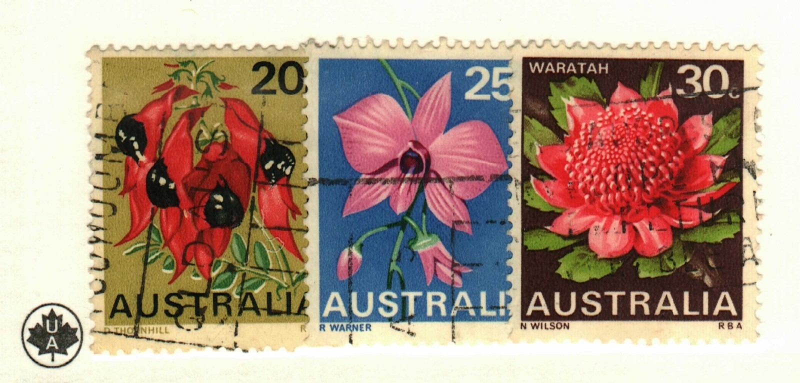 Australia #437-9 used flowers