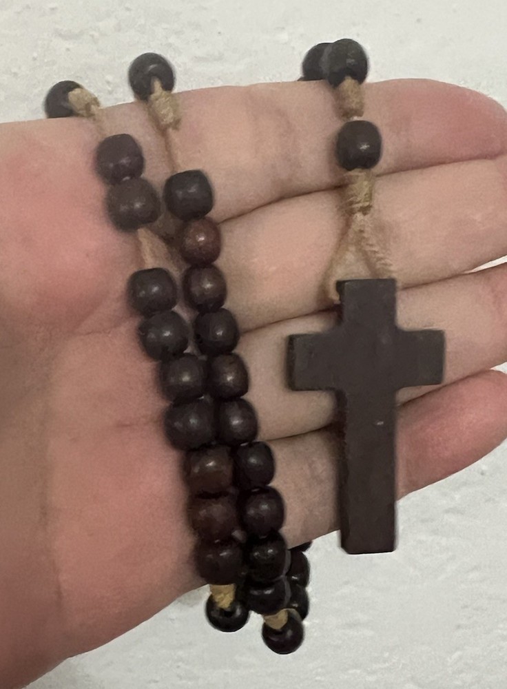 Jacaranda Wood Beads Knotted String Blessed Rosary