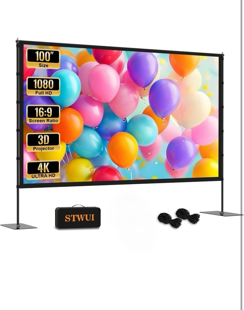 Outdoor-Projector-Screen-with-Stand - 100 inch Portable Projector Screen
