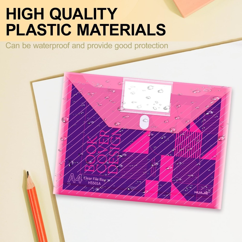 10 Pack, Plastic Envelopes File Folders, HeavyDuty Document Folder for Letter...