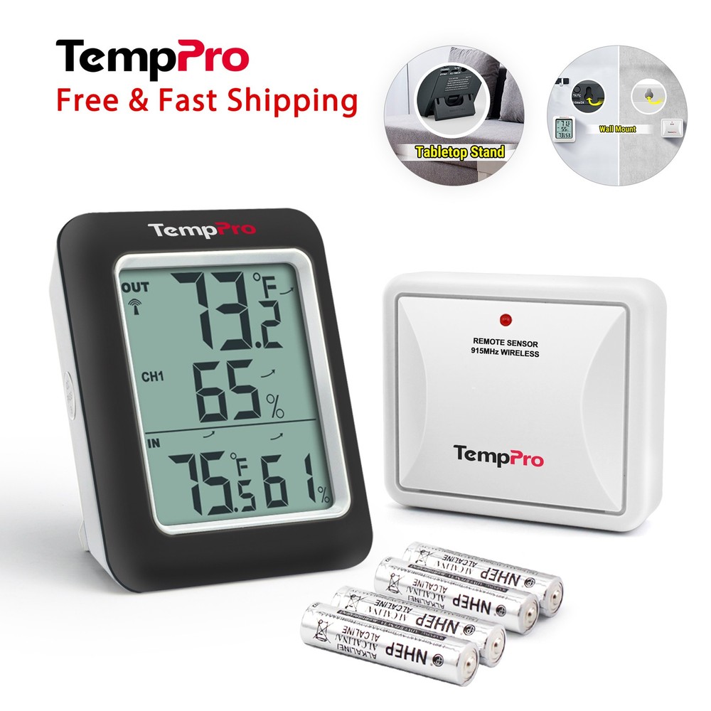TempPro TP60BW Digital Hygrometer Outdoor Thermometer Wireless Temperature Humid