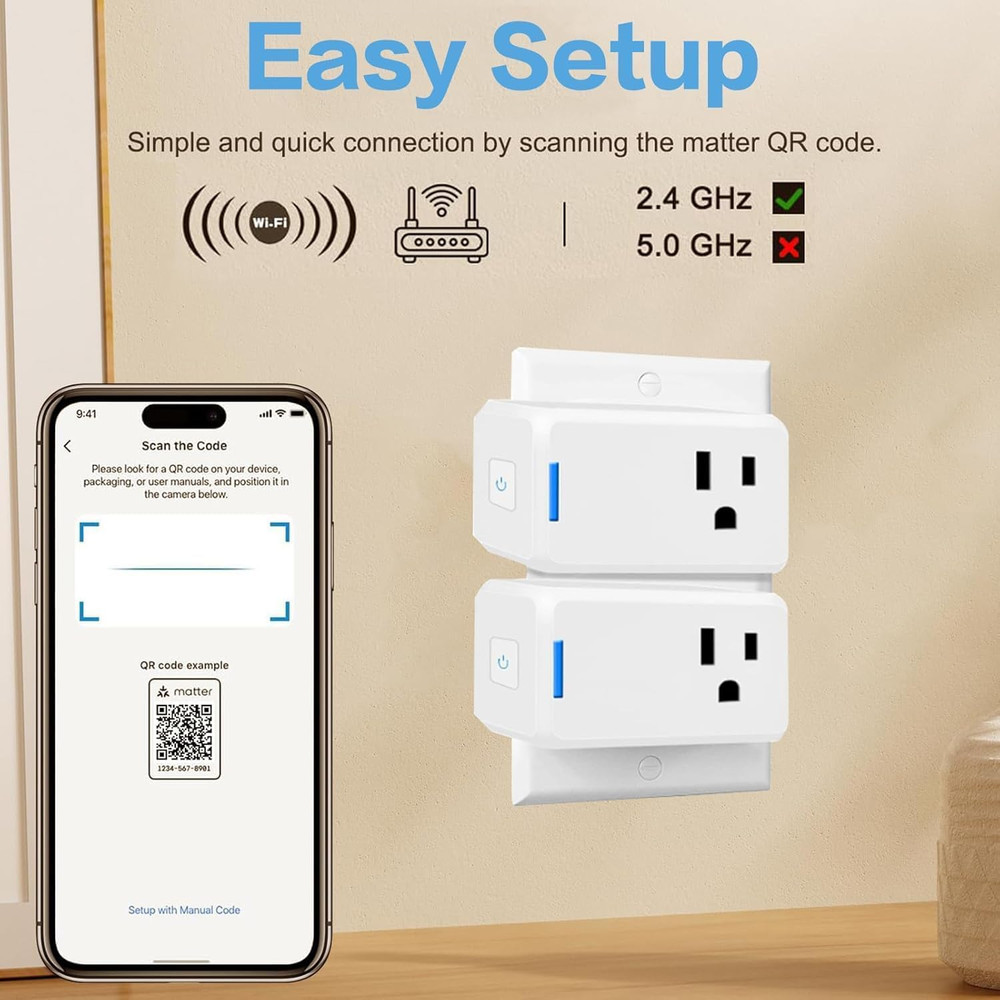 Jinvoo Matter Smart Plug, Smart Socket, Alexa Plug, 100% Privacy Protection, Com