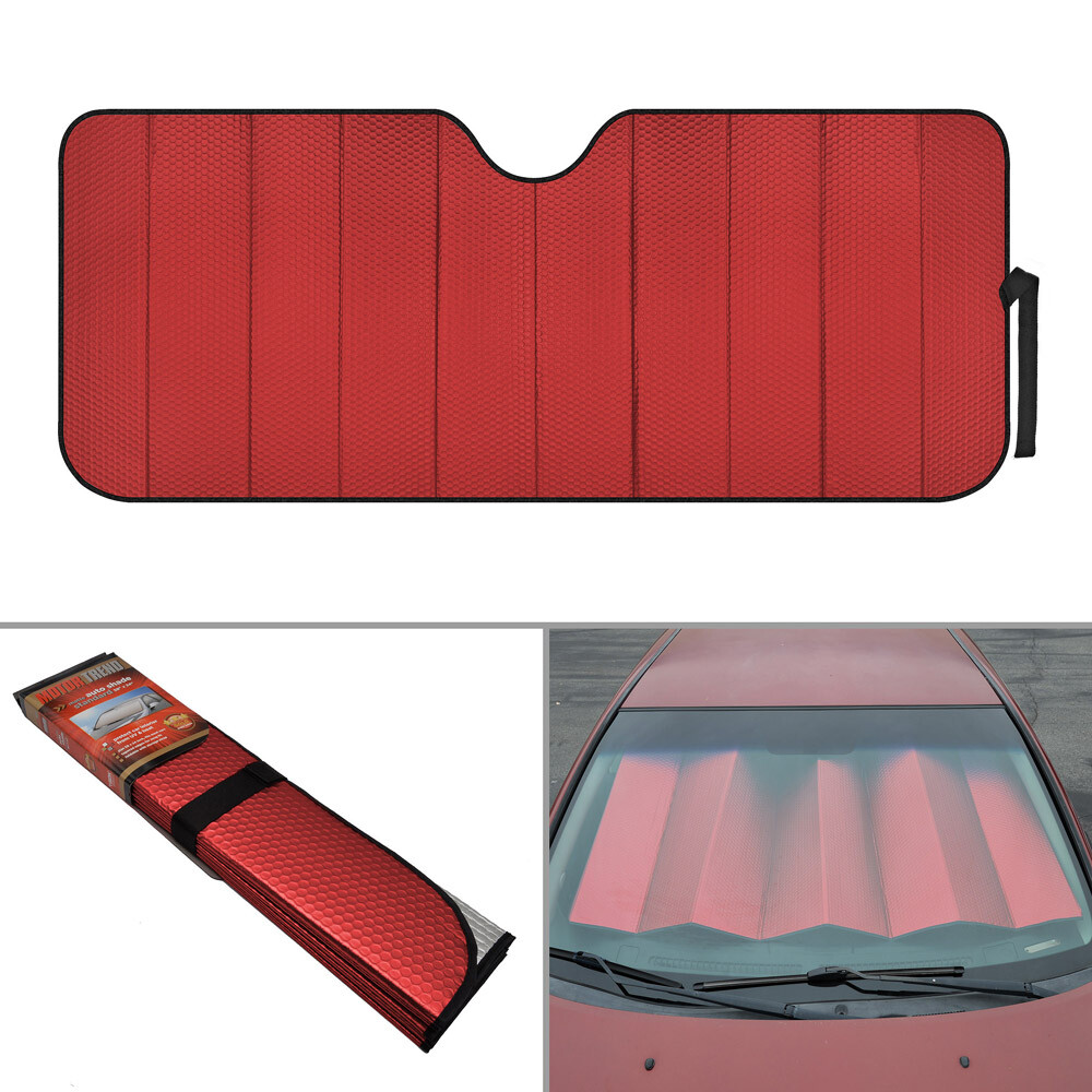 Reflective Red Fold-able Car Sun Shade Auto Windshield Front Window UV Protect