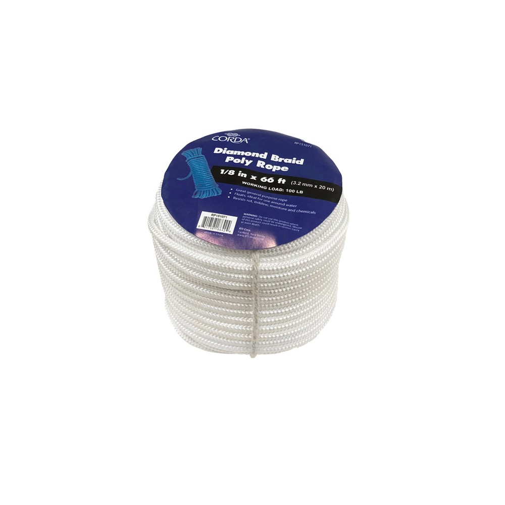 Corda 1/8in x 66ft Diamond Braid poly rope (3-PACK)