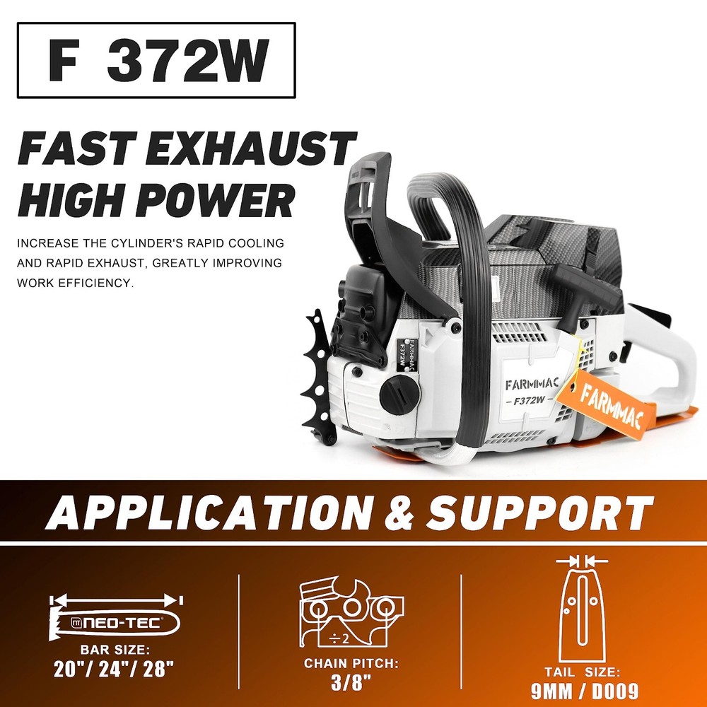 71cc Gas Pro Chainsaw with 24'' Guide Bar Chain Compatible with 372XP Cut Tree
