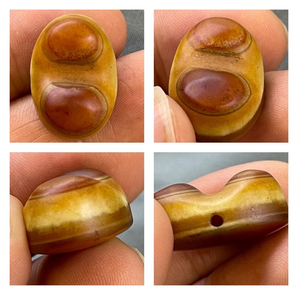 Genuine Ancient Luk Mik two Eye Bead Ancient Tibetan Bead