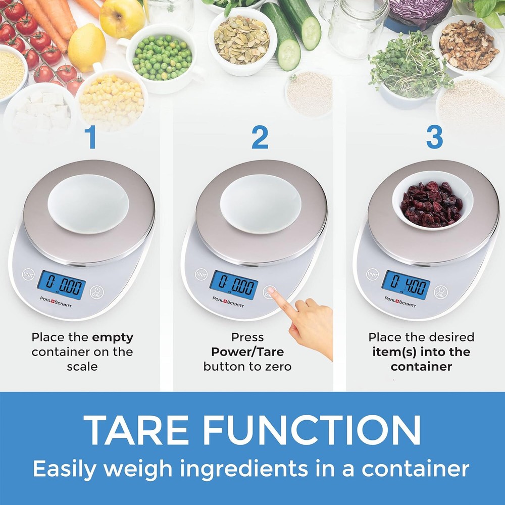 Digital Food Kitchen Scale Multi-function Grams Ounces Auto Shut-Off Stainless