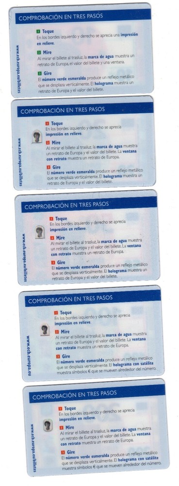LOT 5 BANKNOTES SPAIN ESPANA CODE SECURITY THREE STEP CHECK