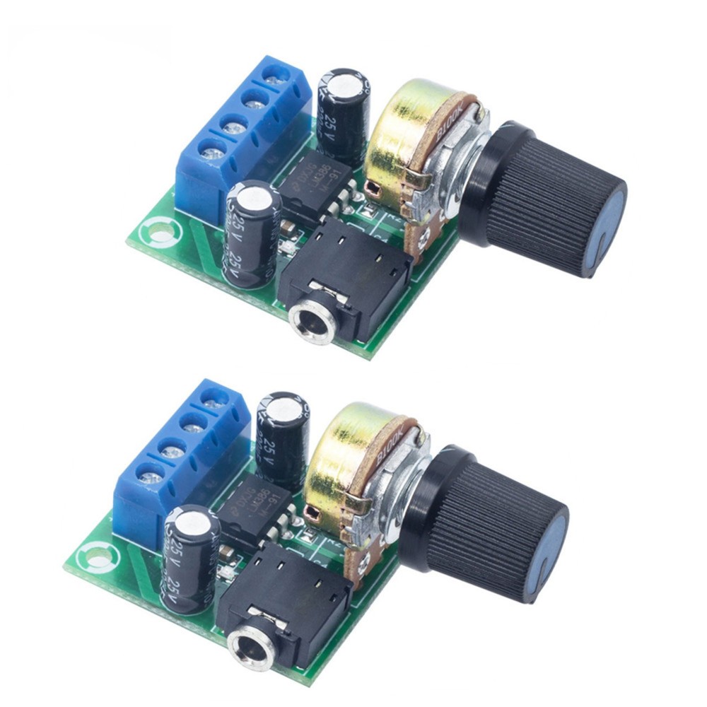 Adjustable Volume LM386 Mini Audio Power Amplifier Board DC3~12V Module 2 Pack