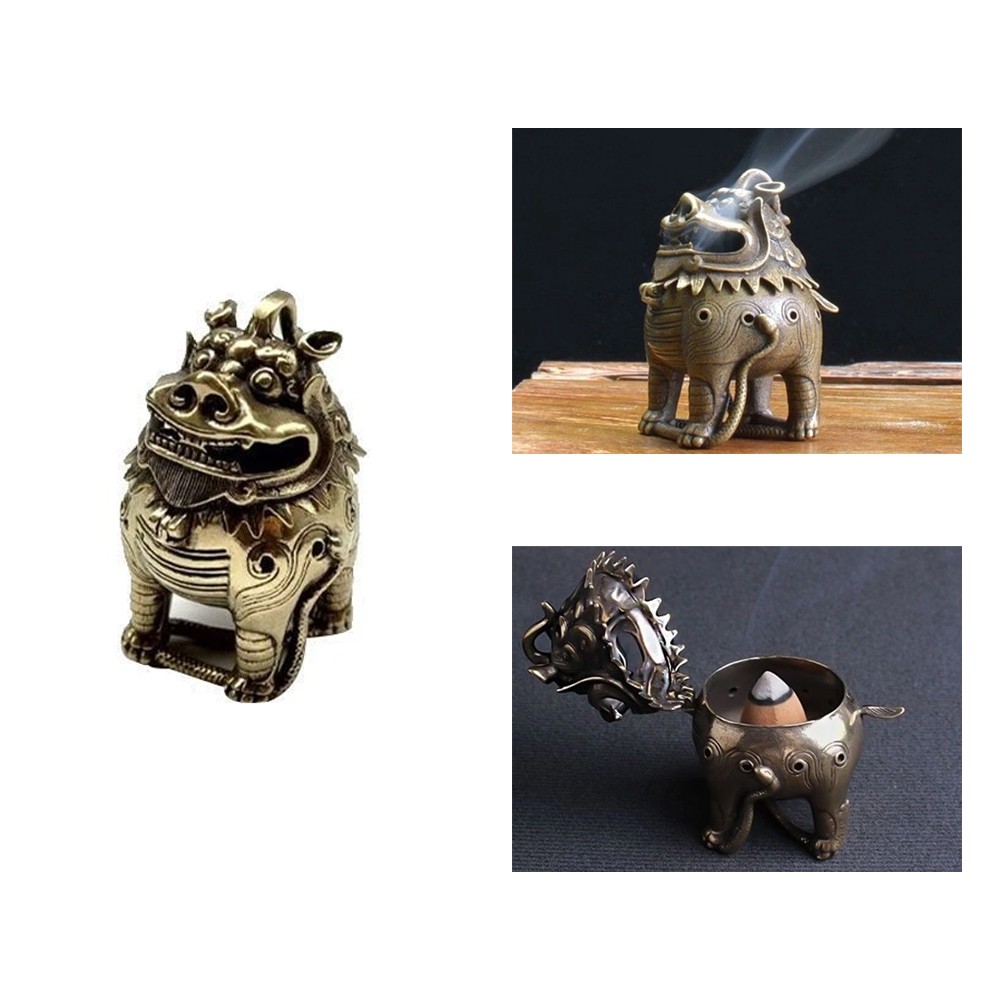 New Vintage Brass Pixiu Incense Burner Chinese Mythical Beast Statue Home Decor