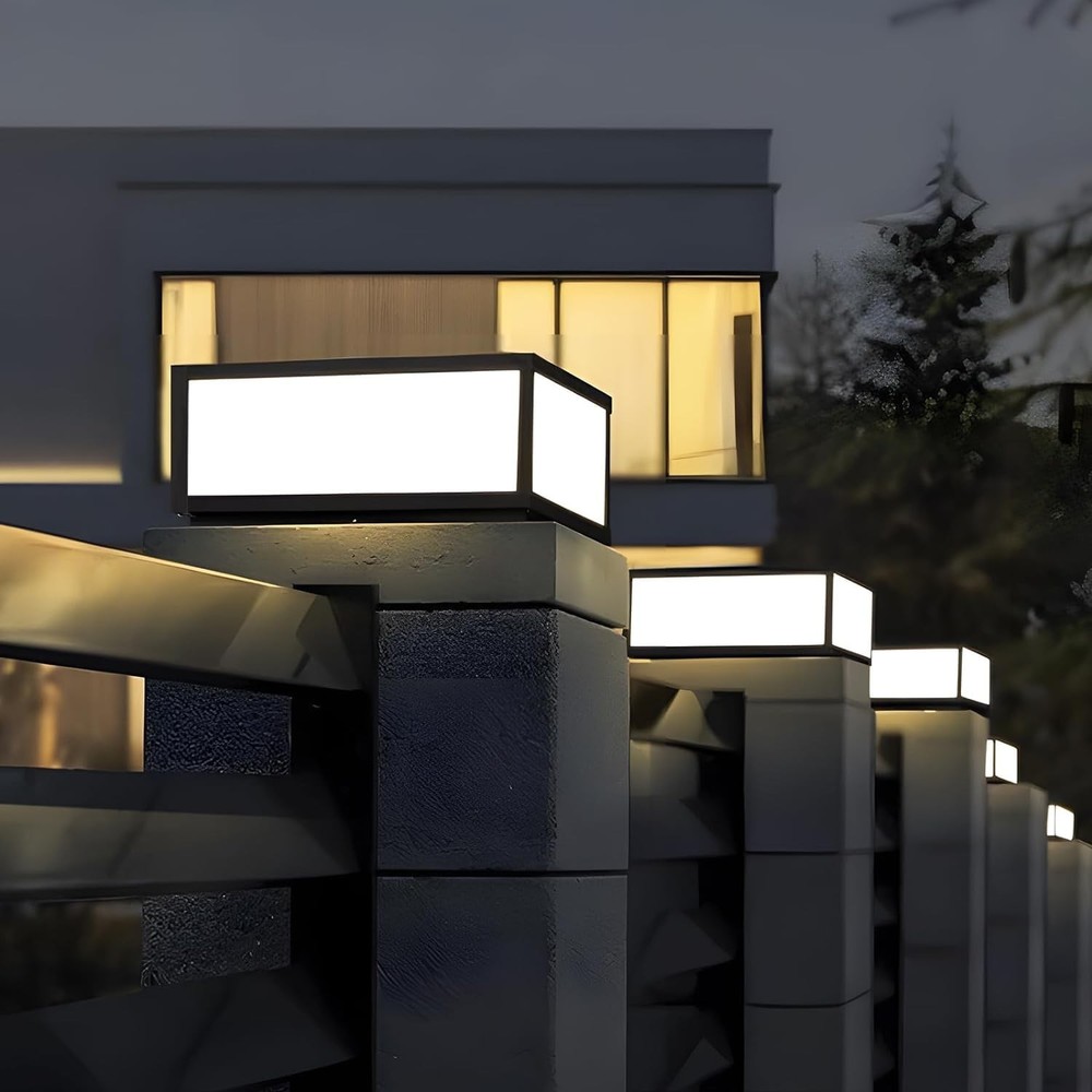Outdoor Modern Post Light, LED Fence Deck Cap Light High Voltage Wired Lanter...