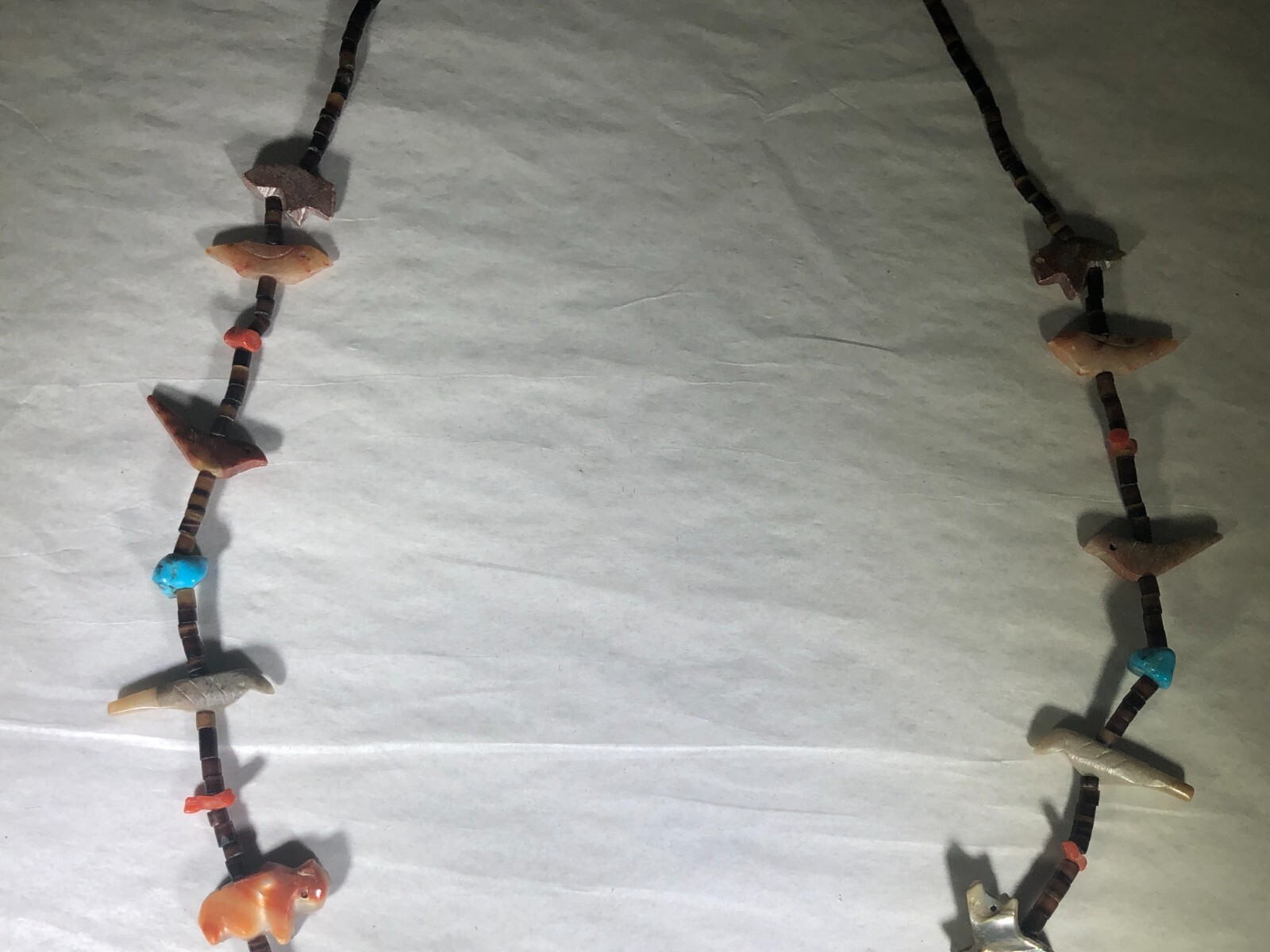 RARE VINTAGE ANTIQUE SOUTH WESTERN NATIVE AMERICAN HAND CARVED FETISH NECKLACE