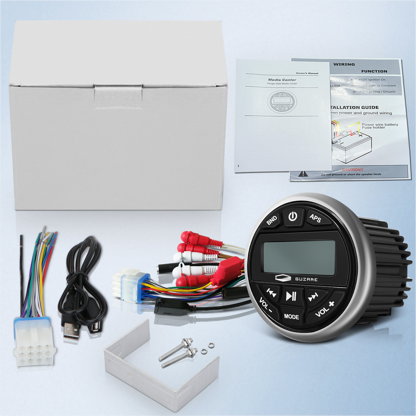 Marine Stereo Audio System Receiver with Bluetooth, USB, AUX input, FM/AM Radio