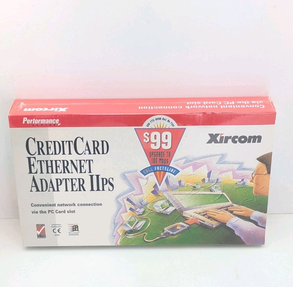 Sealed NOS Xircom Credit Card Ethernet Adapter IIPS Vtg Computing