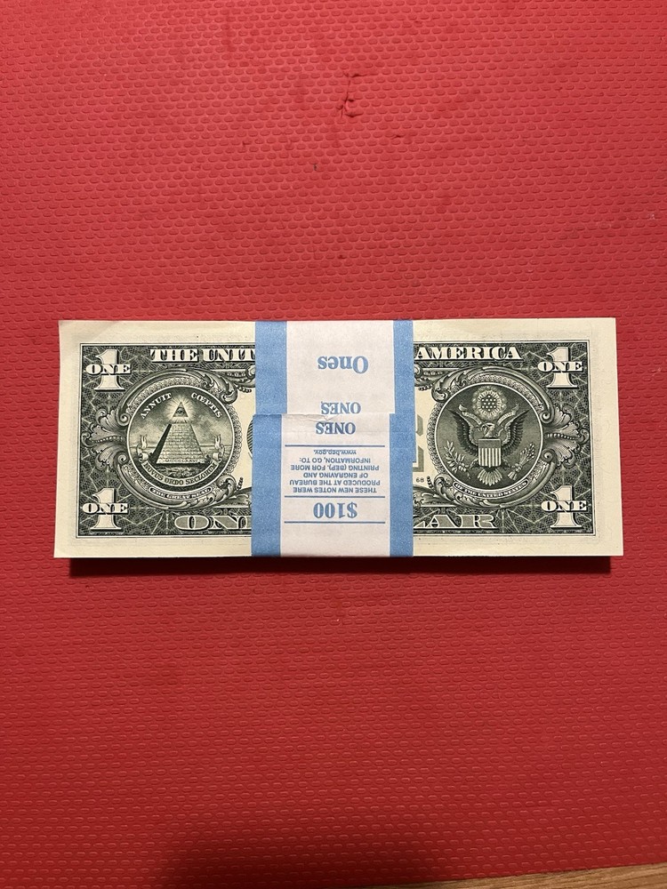 100 Sequential $1 Bills - Uncirculated BEP Strap - Crisp New Notes