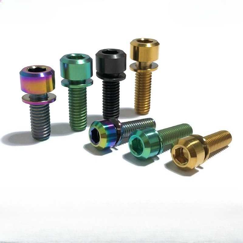 M6 Titanium Bolt Cylindrical Hex Head with Washer Screw for Bike Handlebar Stem