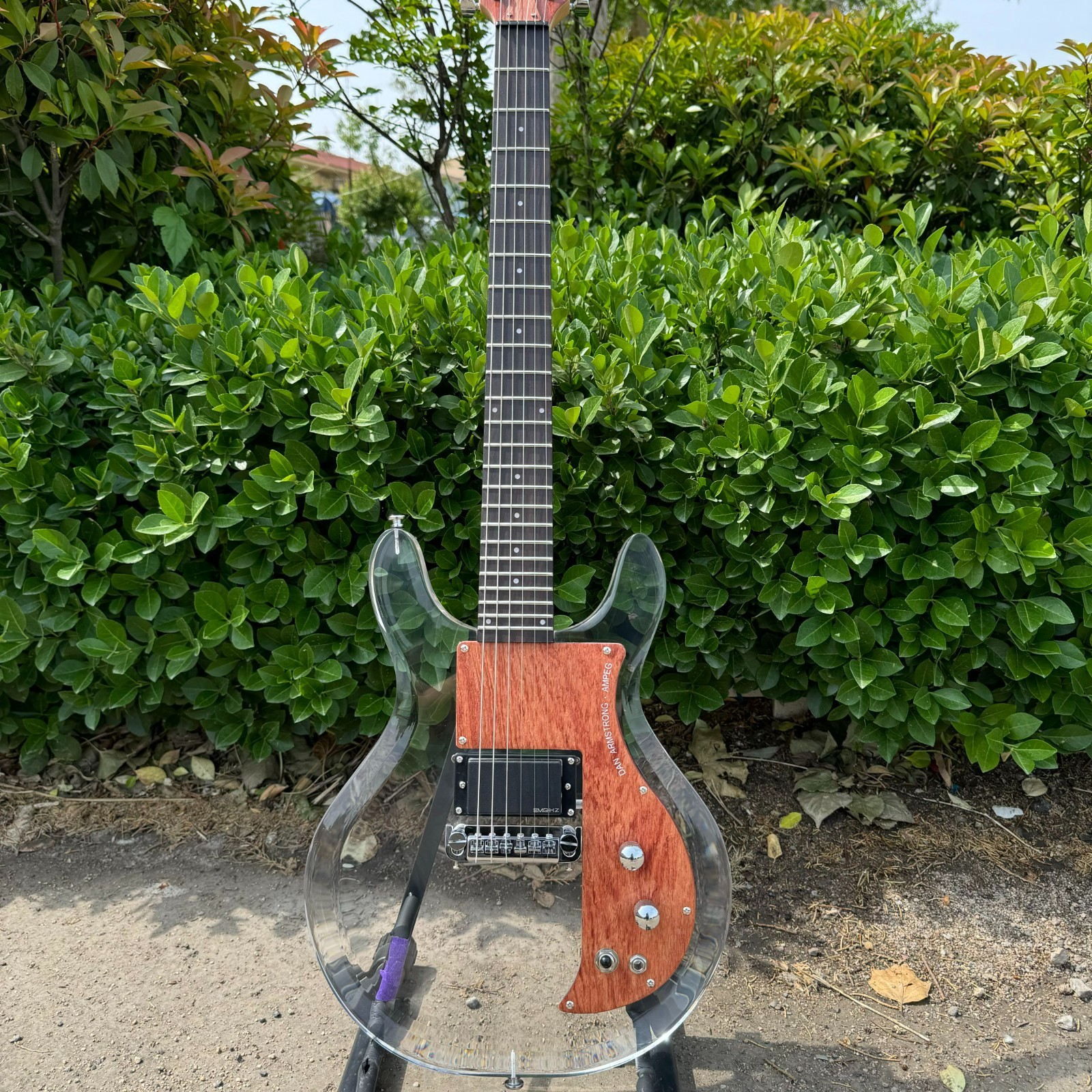Custom Clear Lucite Electric Guitar-Armstrong DAN Rosewood AccentsRosewood Panel