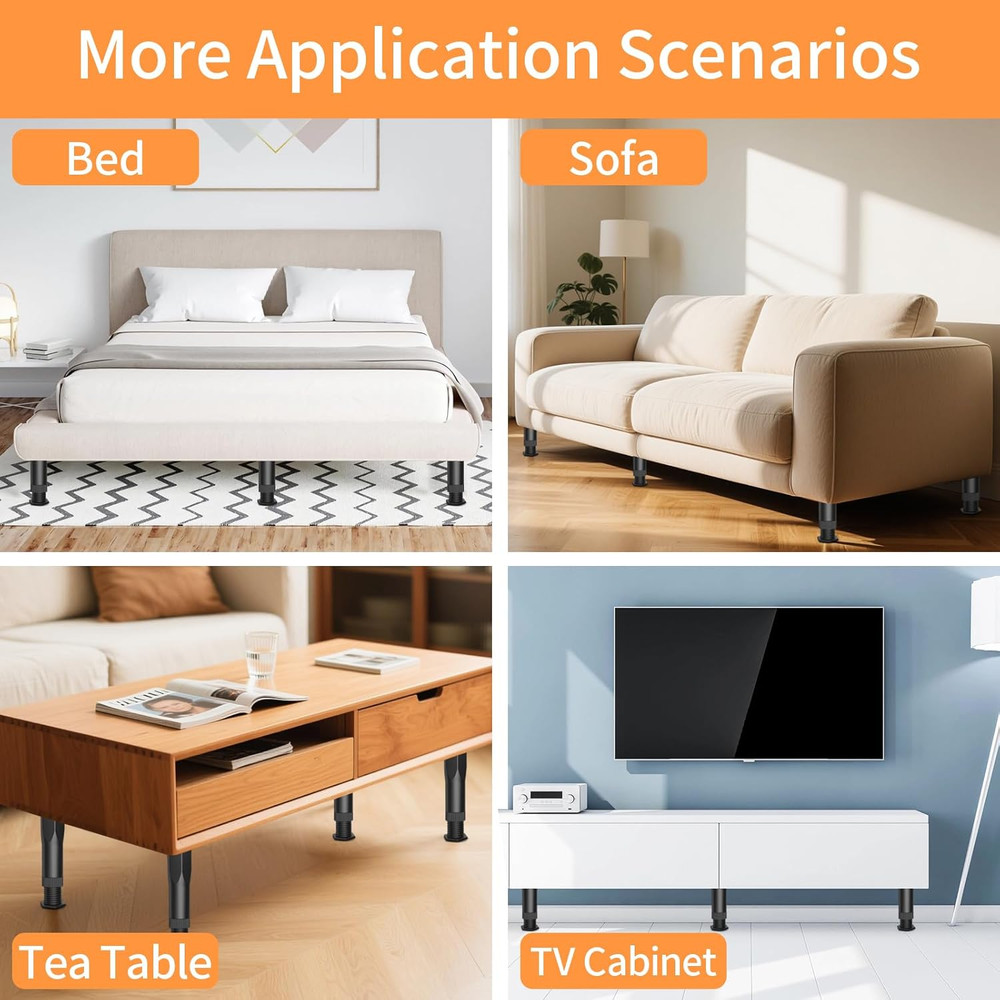 8PCS Adjustable Bed Support Legs Bed Frame Support Legs Adjustable Bed Legs for