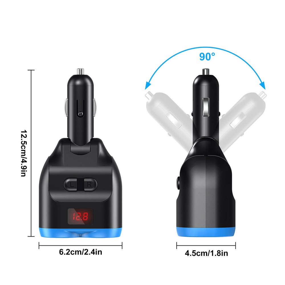 2-Way Car Cigarette Lighter Socket Splitter, 5 in 1 Power Adapter, Quick Charge