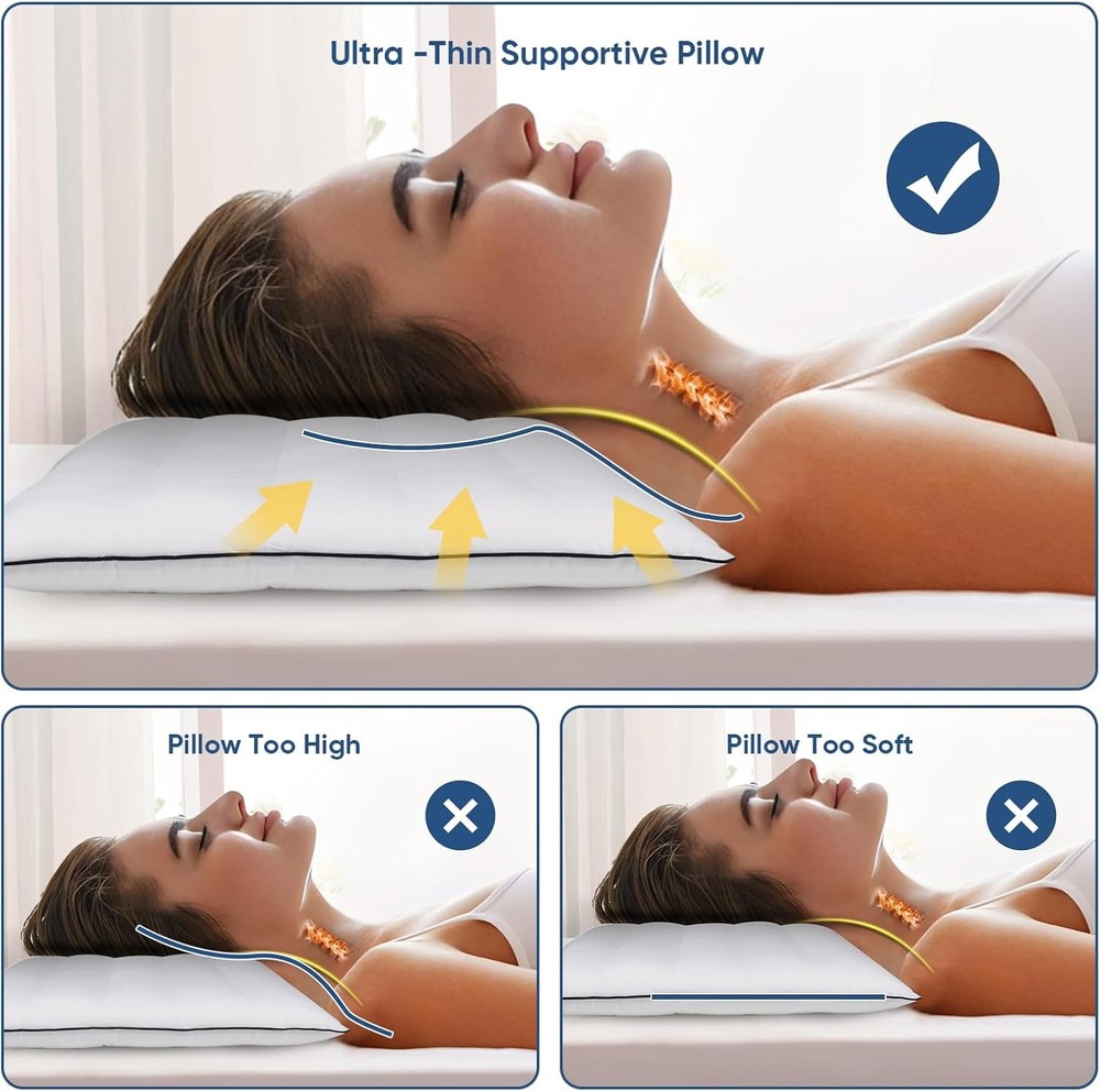 Ultra-thin pillow, flat pillow suitable for side sleeping