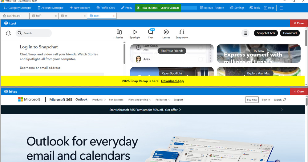 ProfileHub Multi Account Browser Manager Windows 10/11 Proxy Password Manager