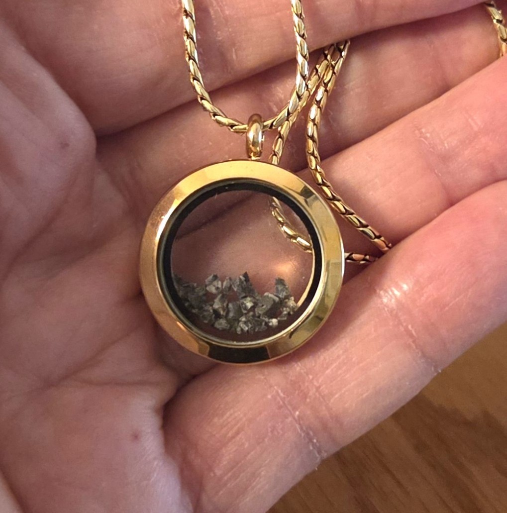 Gold Moon Rock Locket, Lunar Meteorite Necklace Jewelry With Authenticity Card