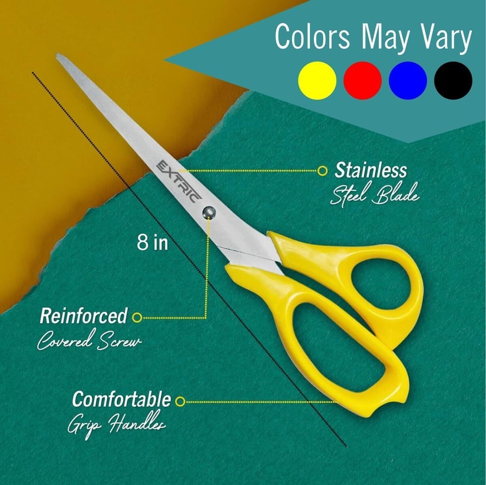 Scissors, 8" Scissors All Purpose, 4 Pack Heavy Duty, 4