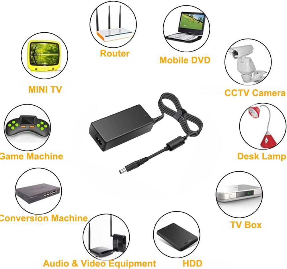 12V 5A 5 AMP 60W DC Power Supply Adapter Transformer LED Strip CCTV PC 5050 USA