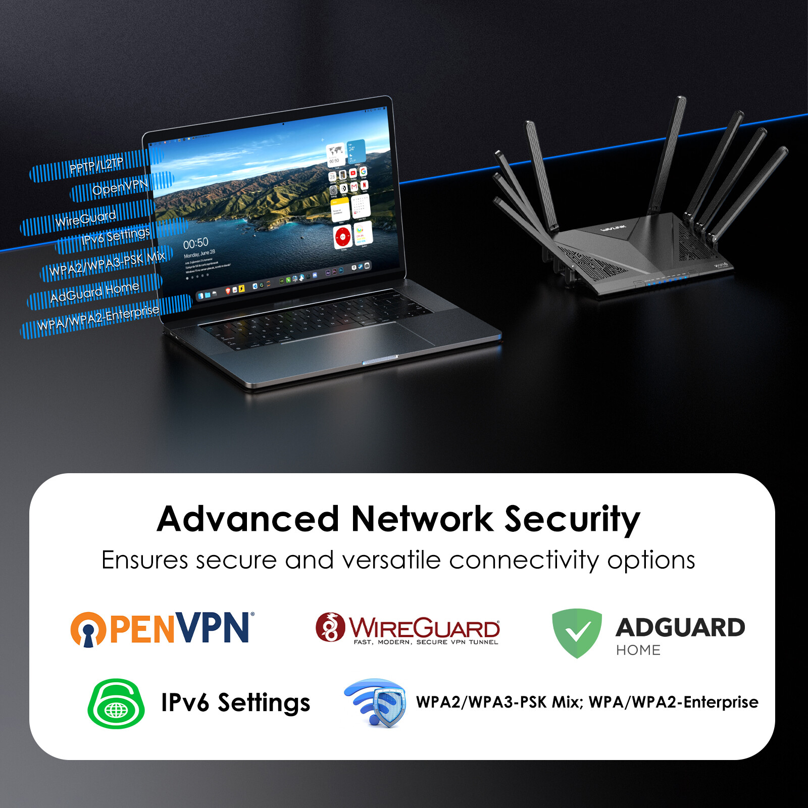 AX6000 Dual Band WiFi 6 Router Gigabit Wireless AX3000 Internet Router VPN WPA3