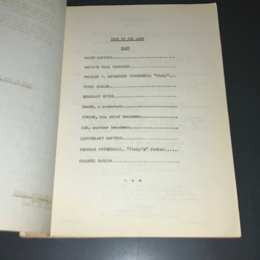 Original 1941 True to the Army Movie Script Paramount Sequence Drafts Archive CO