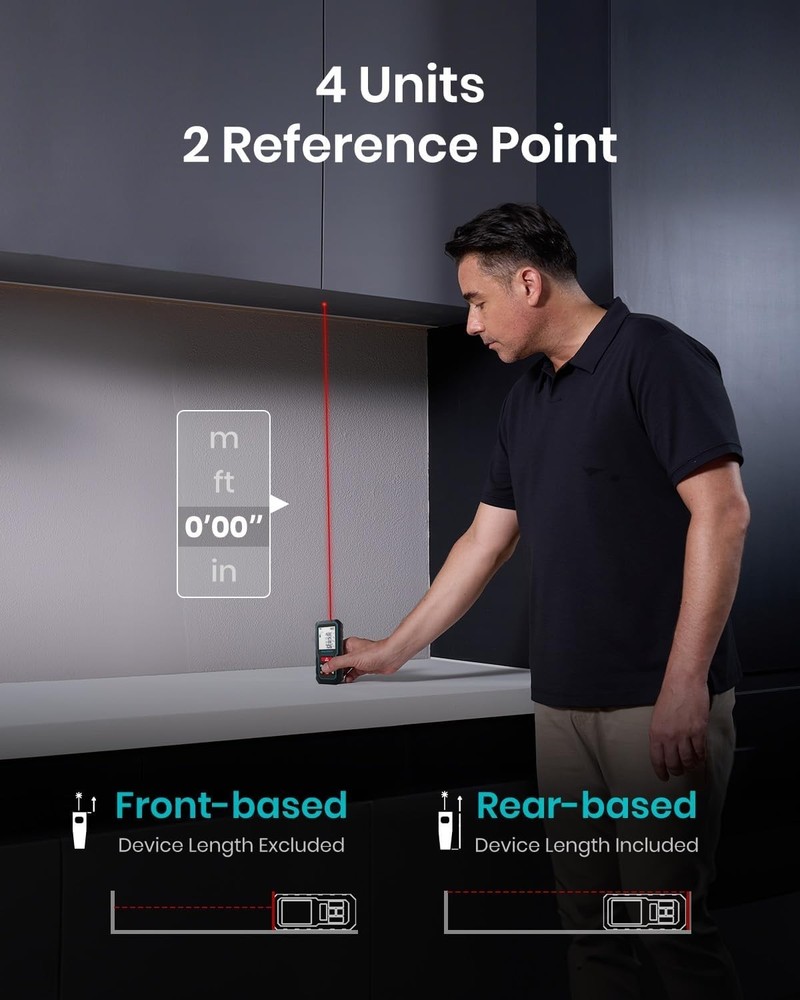 High-Precision Laser Measuring Tool - 229ft Range & Auto Measurement Features