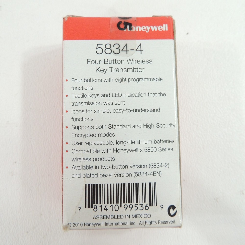Honeywell Four-Button Wireless Key Remote 5834-4