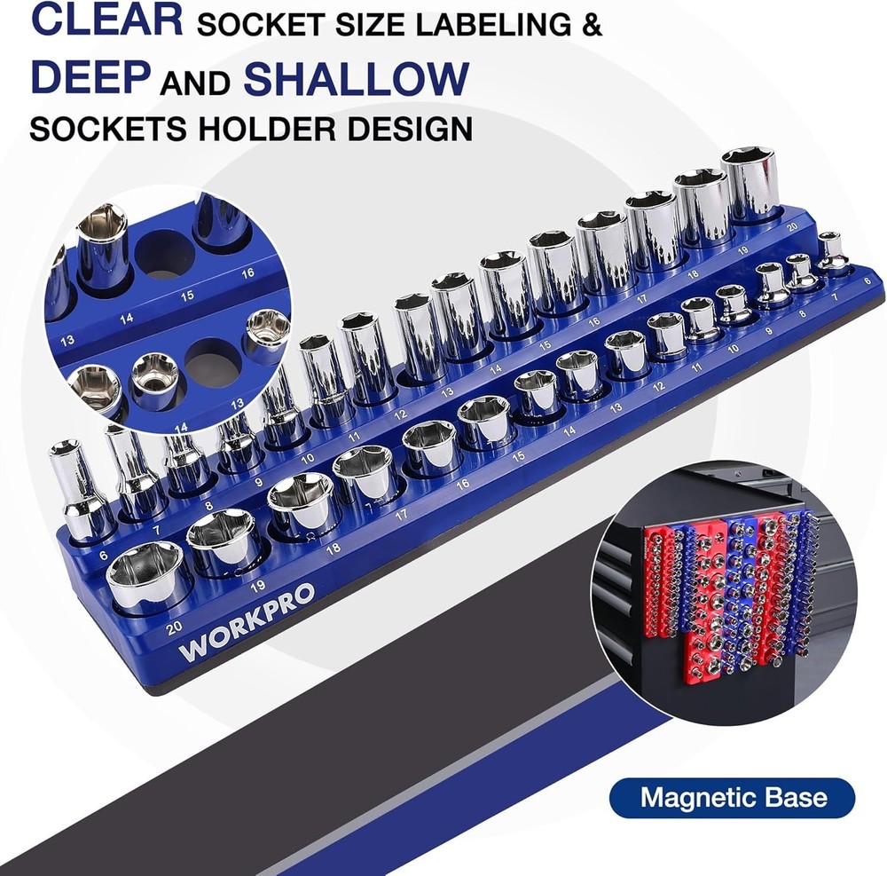 Professional 6-Piece Magnetic Socket Tray Set: Organized, Durable & Easy Access