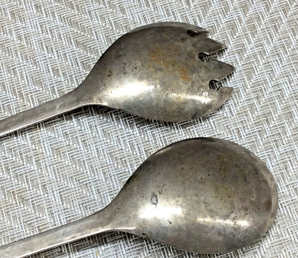 Vintage Silverplated Serving Salad Fork & Spoon Utensils Italy