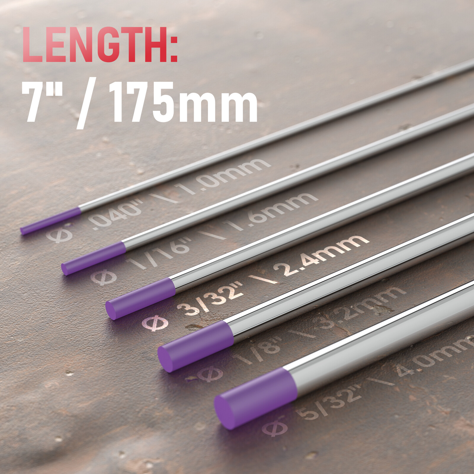 10pk TIG Weld Tungsten Electrode, NonRadioactive Comparable to E3 Purple