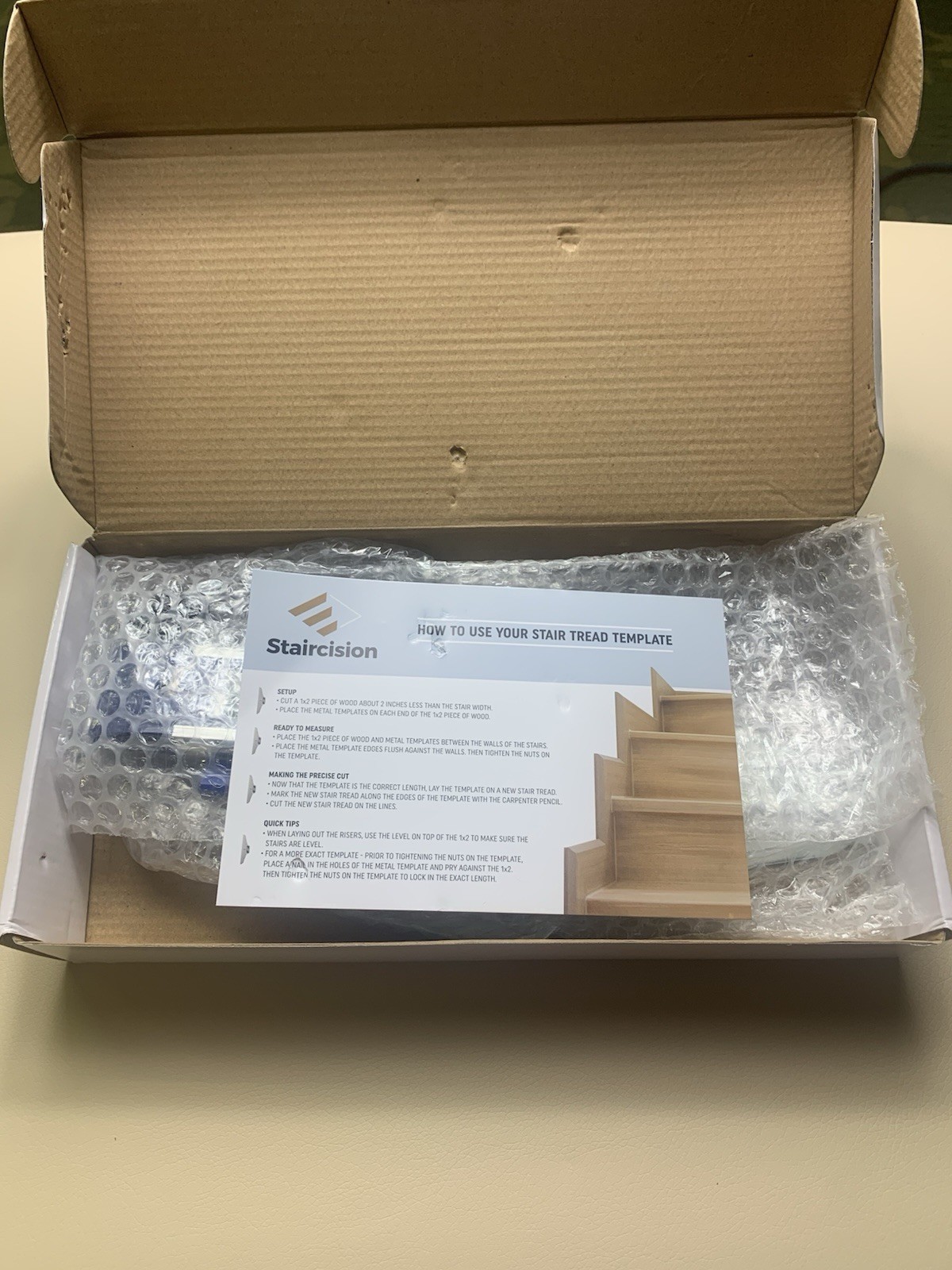 Staircision Stair Tread Template Tool - Stair Gauge Set with Pencil + Level