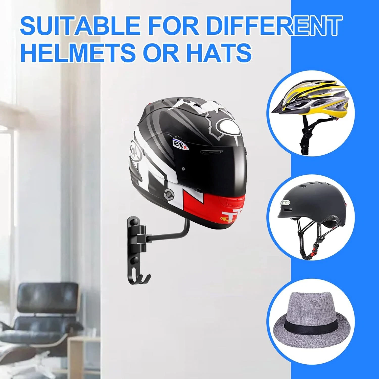 2/4/6PCS Motorcycle Helmet Holder Hook Jacket Bag Display Rack Wall Mount Hanger