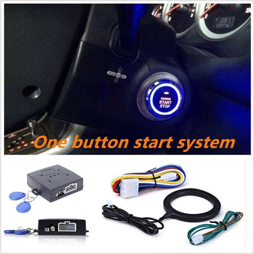 Car Push Start Button RFID Lock Engine Starter Ignition Car Alarm Keyless Entry