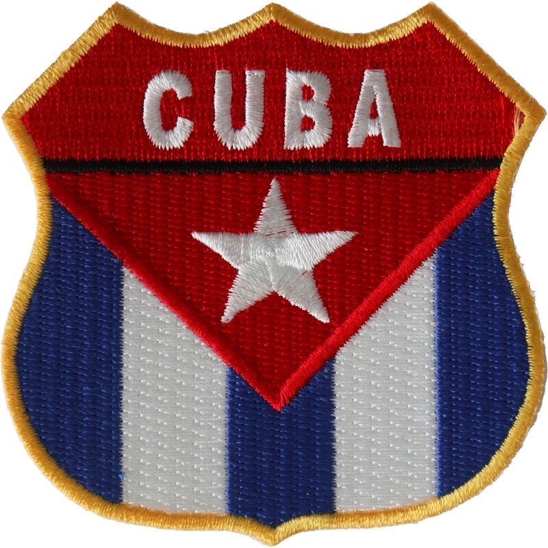 Embroidered Patch (Iron-On), Cuba Shield Flag, 2.75" x 2.75"