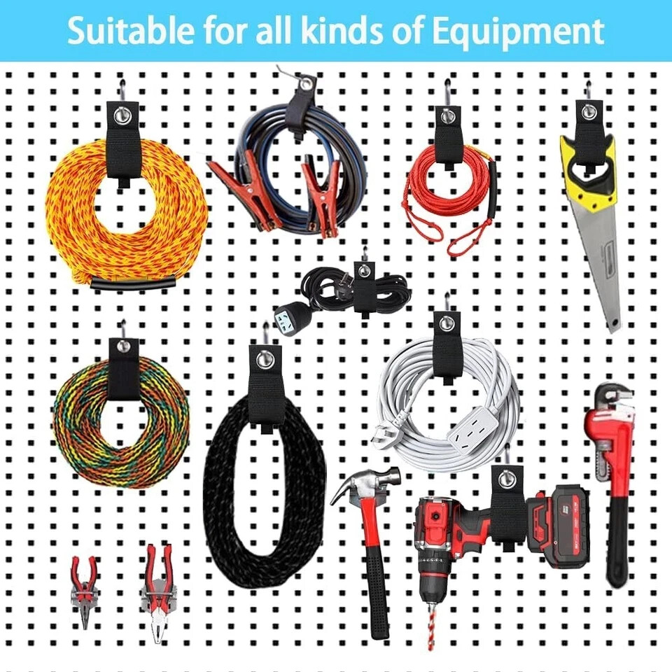 Heavy-Duty Storage Straps - 9 Pack Hook and Loop Hanging Extension Tool Cord...