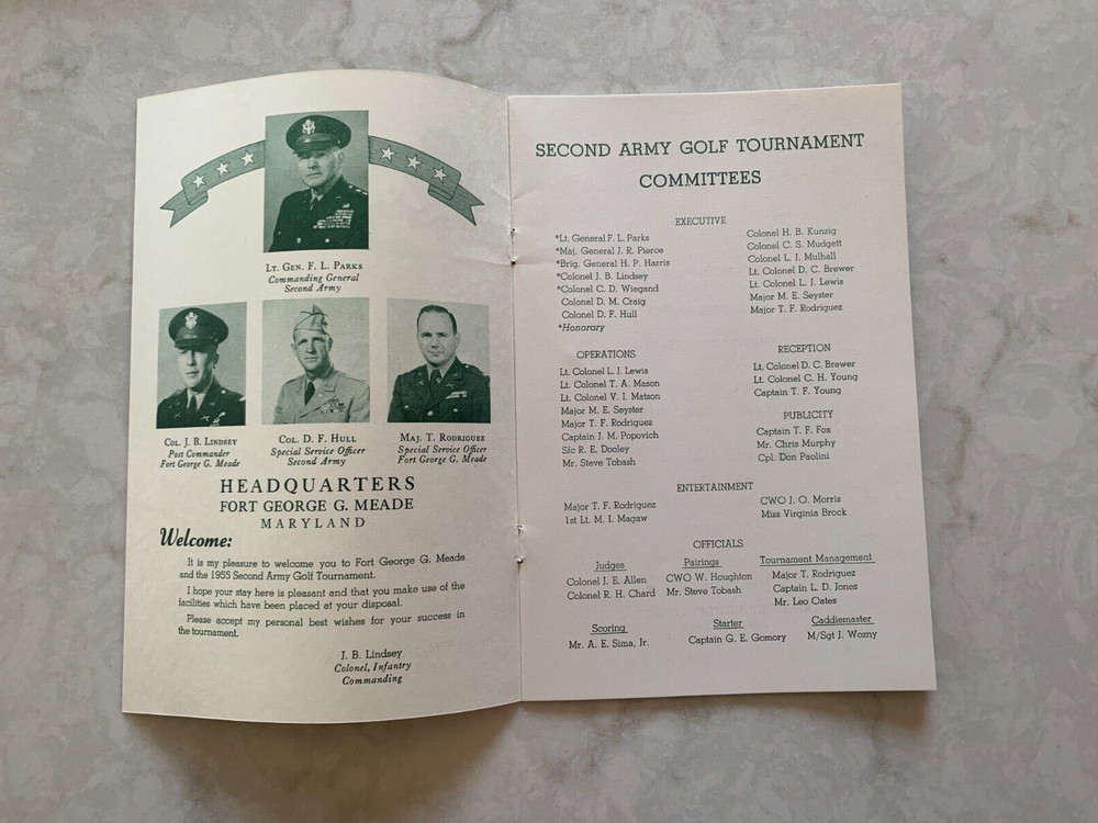 Second Army Golf Tournament program, Ft. Meade, MD, July 1955
