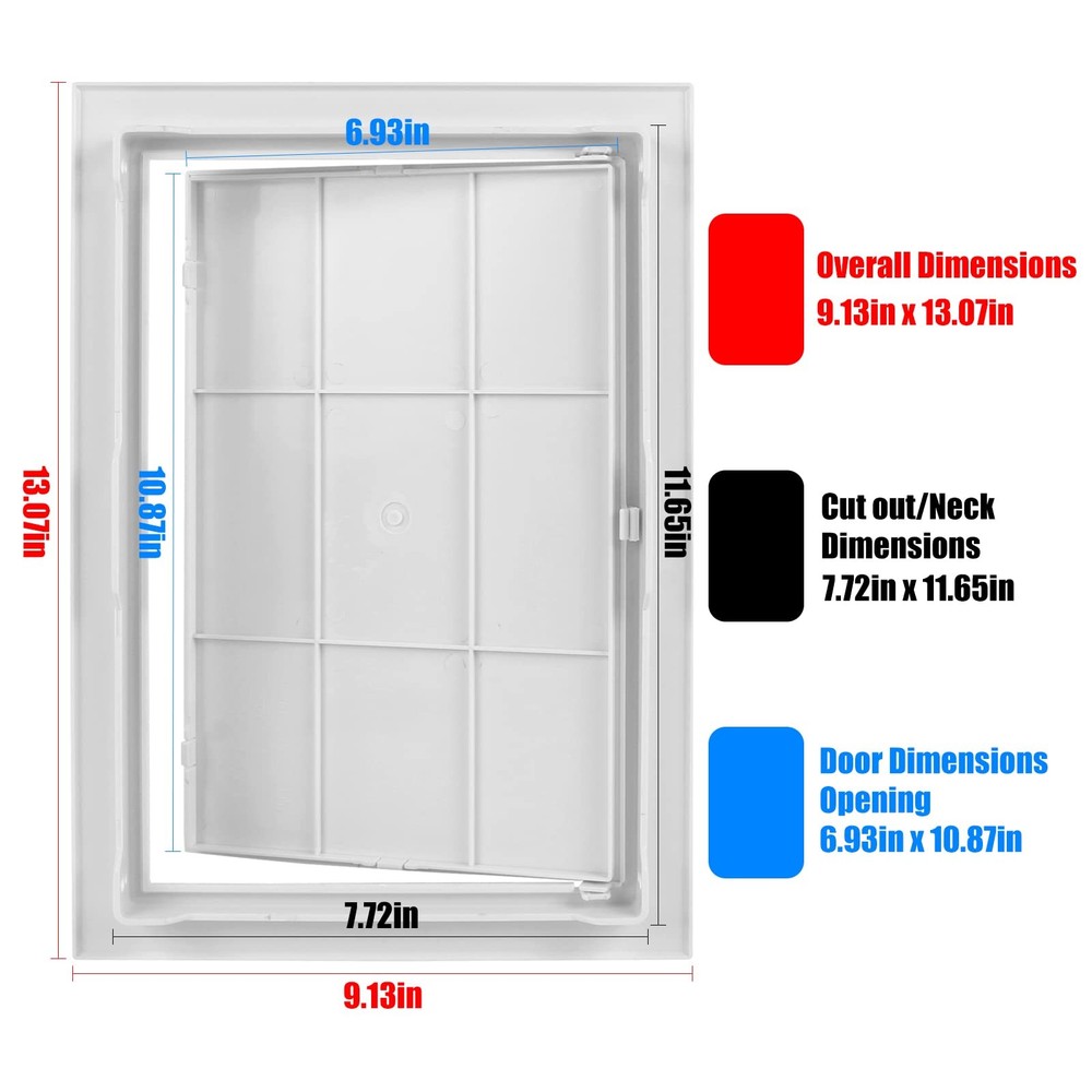 Plastic Access Panel for Drywall 8x12 Inch Removable Hinged Door White