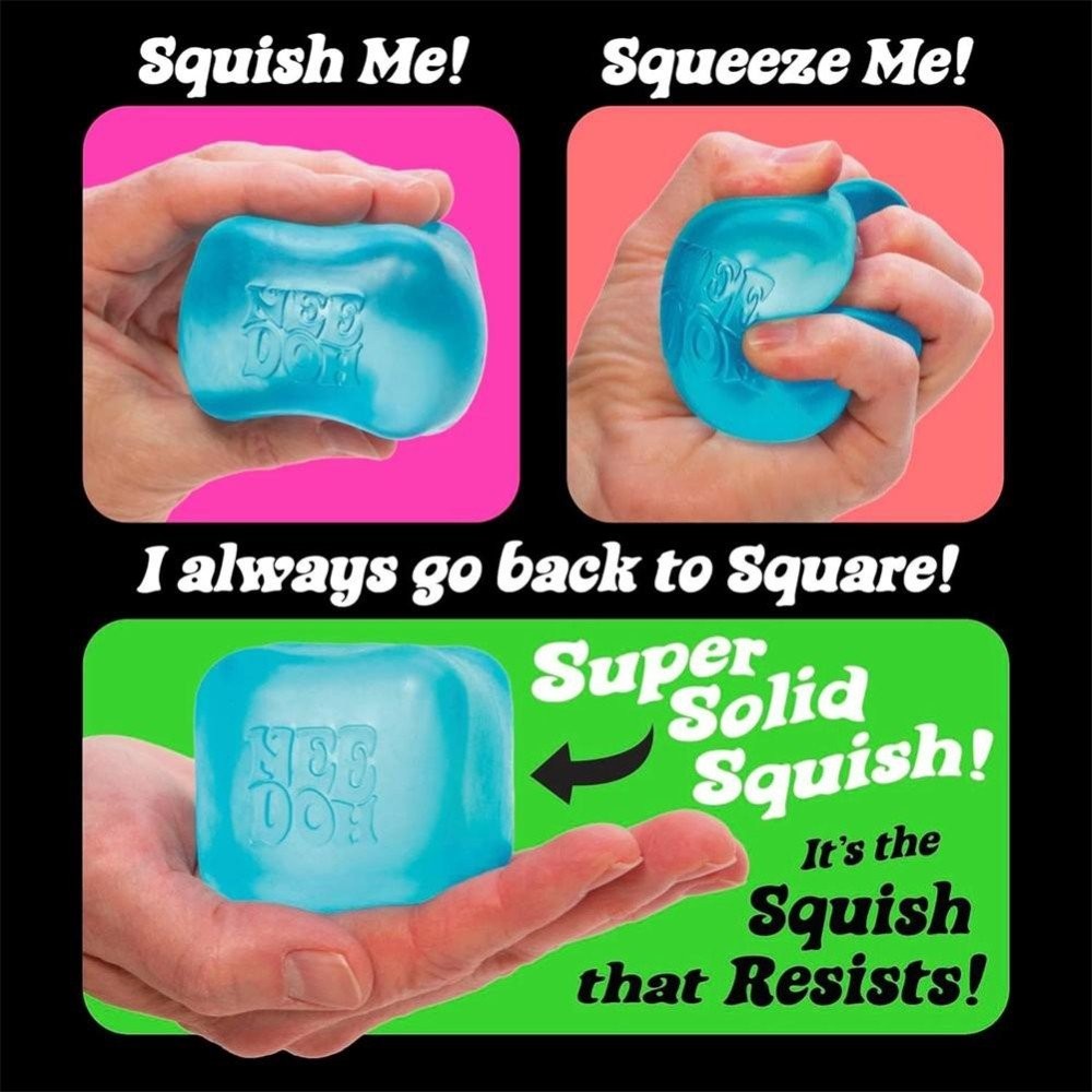 Nee Doh Nice Cubes Ice Cube Toy Fidget Super Solid Squish Blue USA