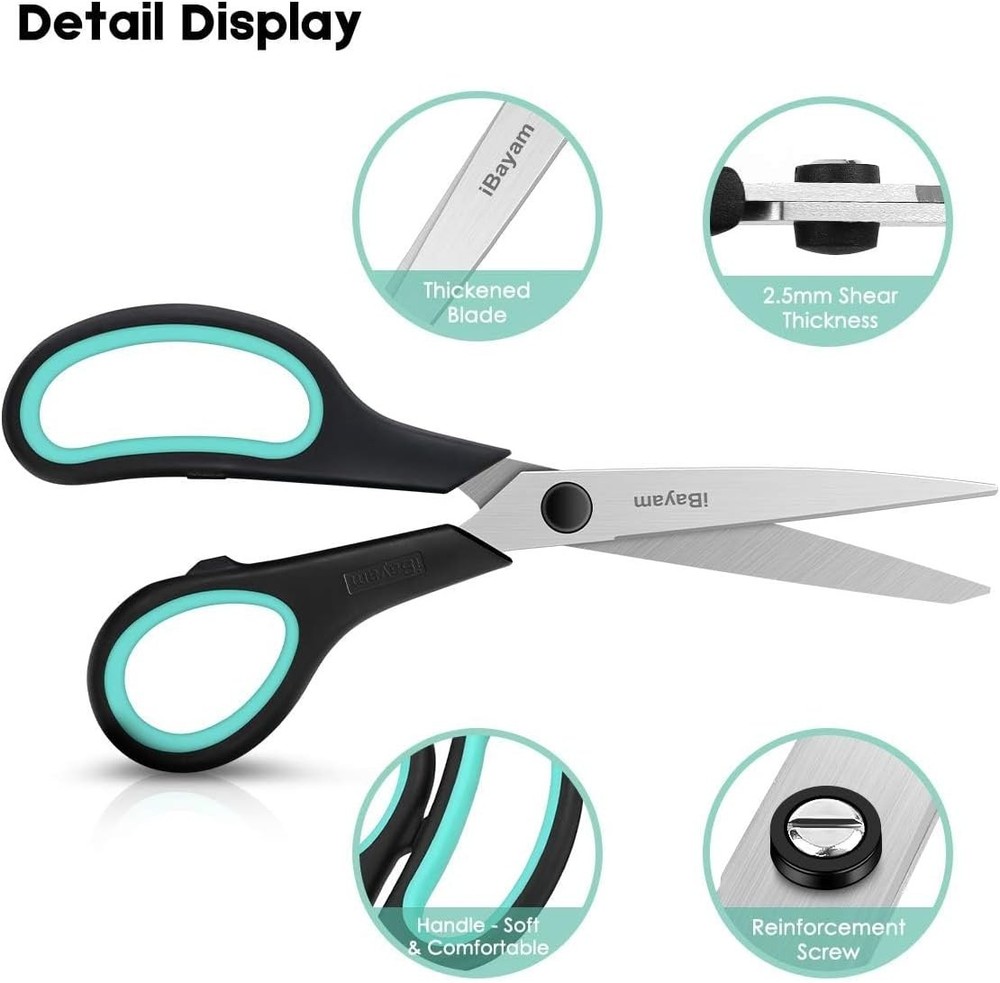 Versatile 3-Pack 8" Scissors with Ultra Sharp Blades - Perfect for Crafts & More