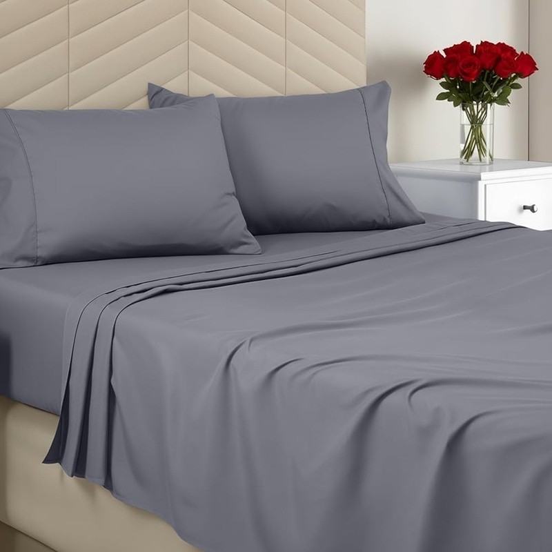 4 Piece Ultra Soft Microfiber Bed Sheet Set Deep Pocket Pillowcases Solid Color