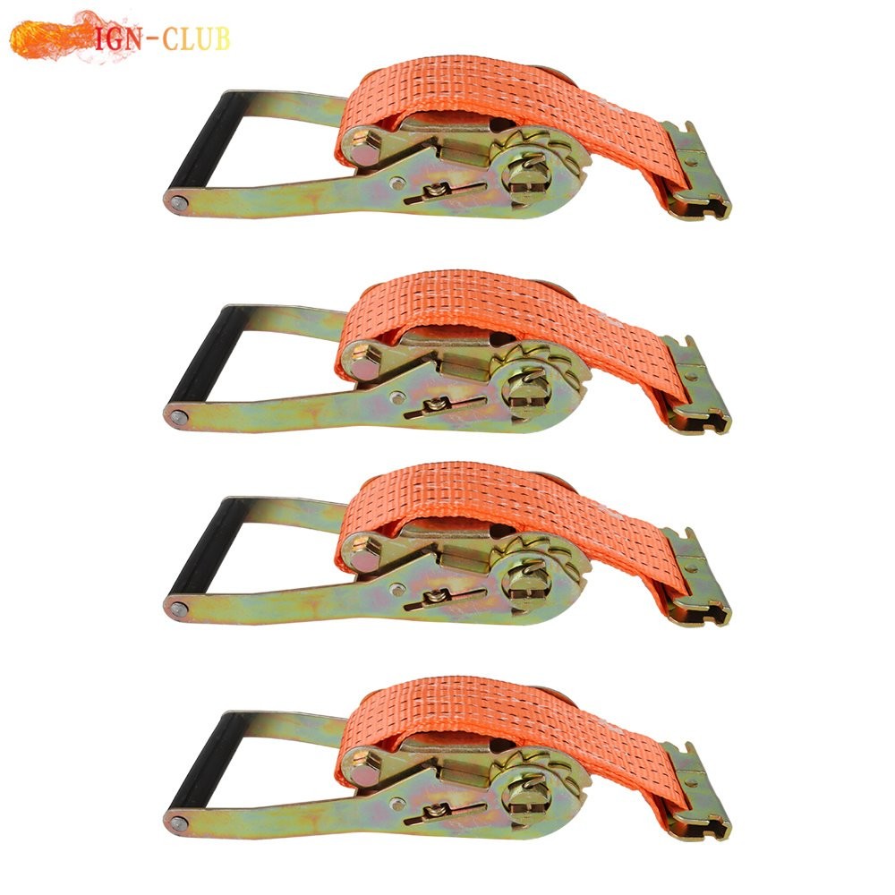 4 Set 2"x15' E-Track Polyester Ratchet Straps With E-buckle Heavy Duty Tie Downs