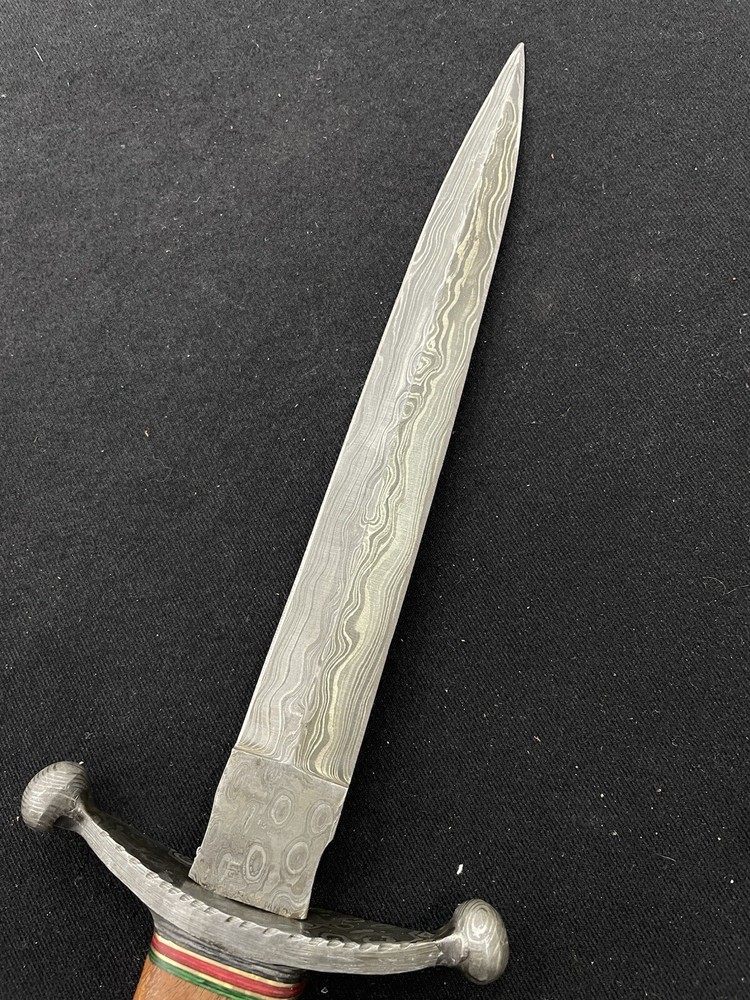 Custom Damascus Blade Dagger Knife with Sheath 9 1/4" Blade