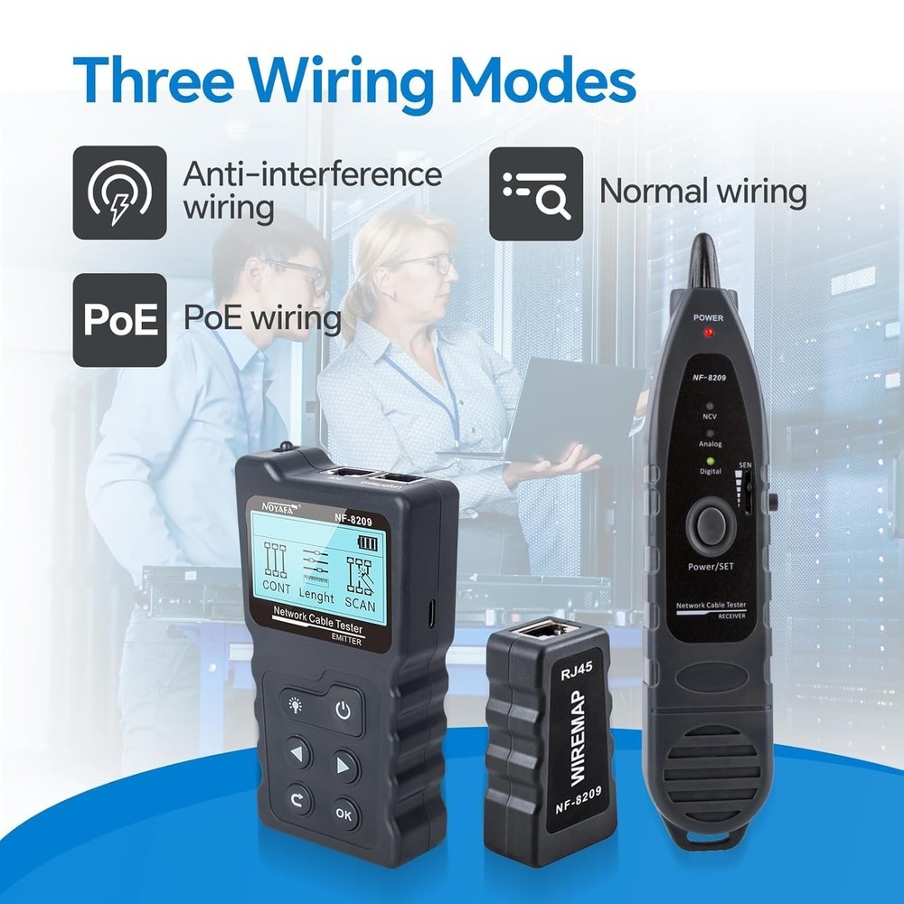 Ethernet Cable Tester Kit with Length & LED Light for Easy Troubleshooting