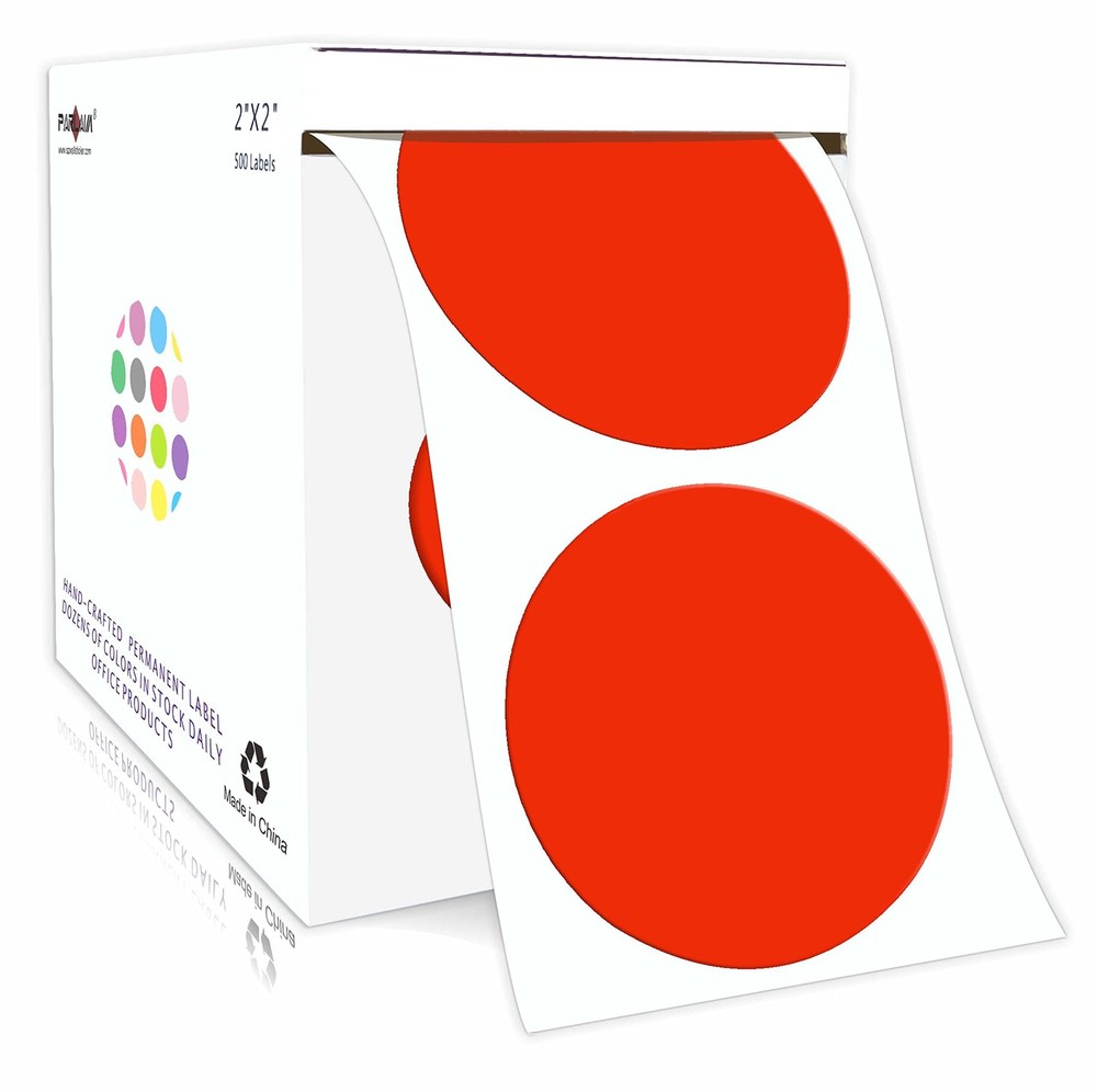PARLAIM 2’’Color Coding Labels Stickers,500 per Roll Round Permanent