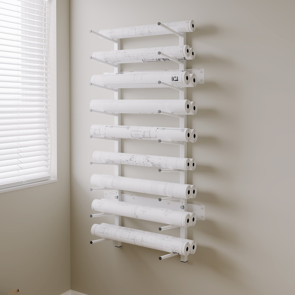49" High Capacity 320lbs Blueprint Storage Roll File Wall Rack Adjustable Size